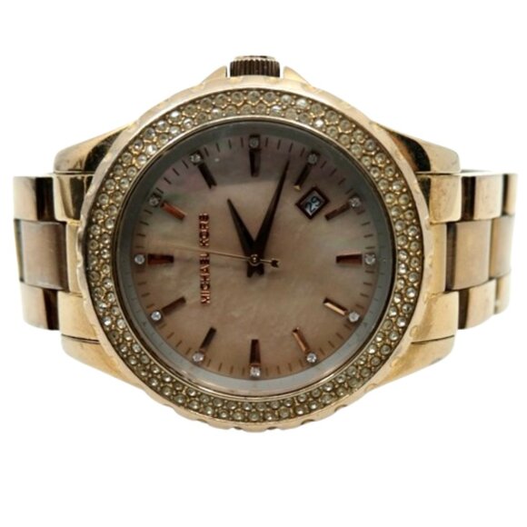 MICHAEL KORS~LADIES OVERSIZED SWAROVSKI CRYSTAL ROSE GOLD CHRONOGRAPH WATCH - Picture 1 of 4